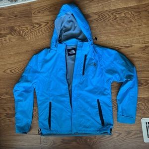 Blue North Face rain jacket, size: Youth Large